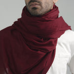 Bordeauxroter, handgewebter Schal aus 100% reiner Pashmina-Wolle mit traditionellem Chasme Bulbul (Augen des Nachtigalls) Muster