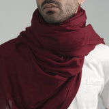 Bordeauxroter, handgewebter Schal aus 100% reiner Pashmina-Wolle mit traditionellem Chasme Bulbul (Augen des Nachtigalls) Muster