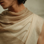 Handgewebter Schal aus feinster Merinowolle in Naturfarben, hergestellt in Kaschmir, Modelsooting