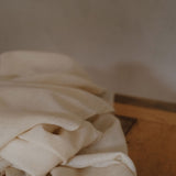 Handgewebter Pashmina-Cashmere-Schal aus Changthangi-Wolle in natürlichem Weiss, hergestellt in Kaschmir, Closeup